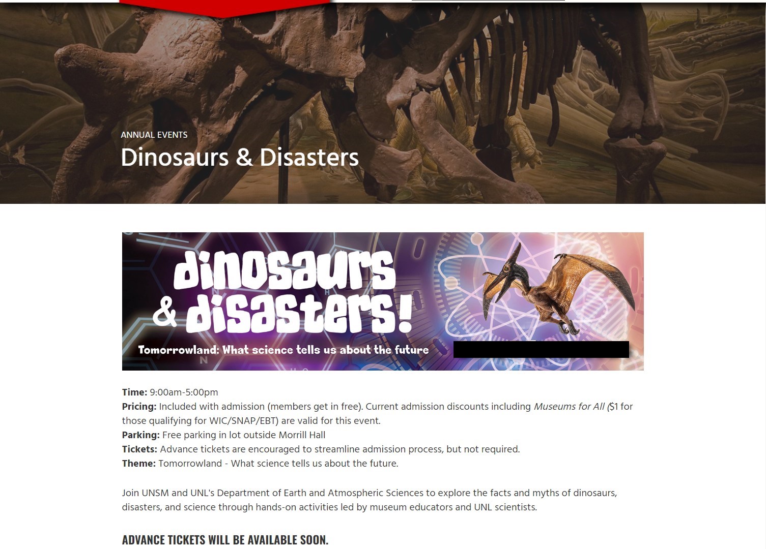 CANCELLED: Dinosaurs and Disasters