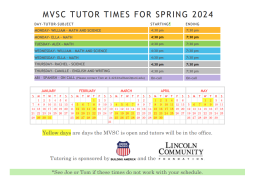 MVSC Tutoring for Spring 2024