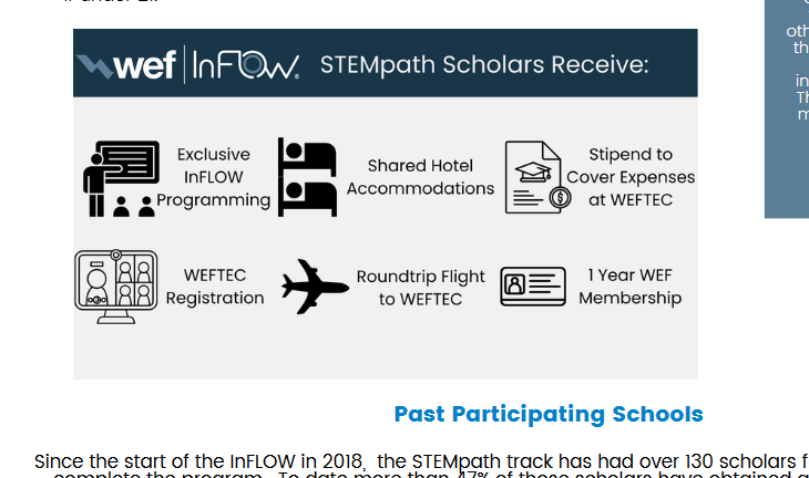 WEF InFLOW STEMpath Scholarship Summary