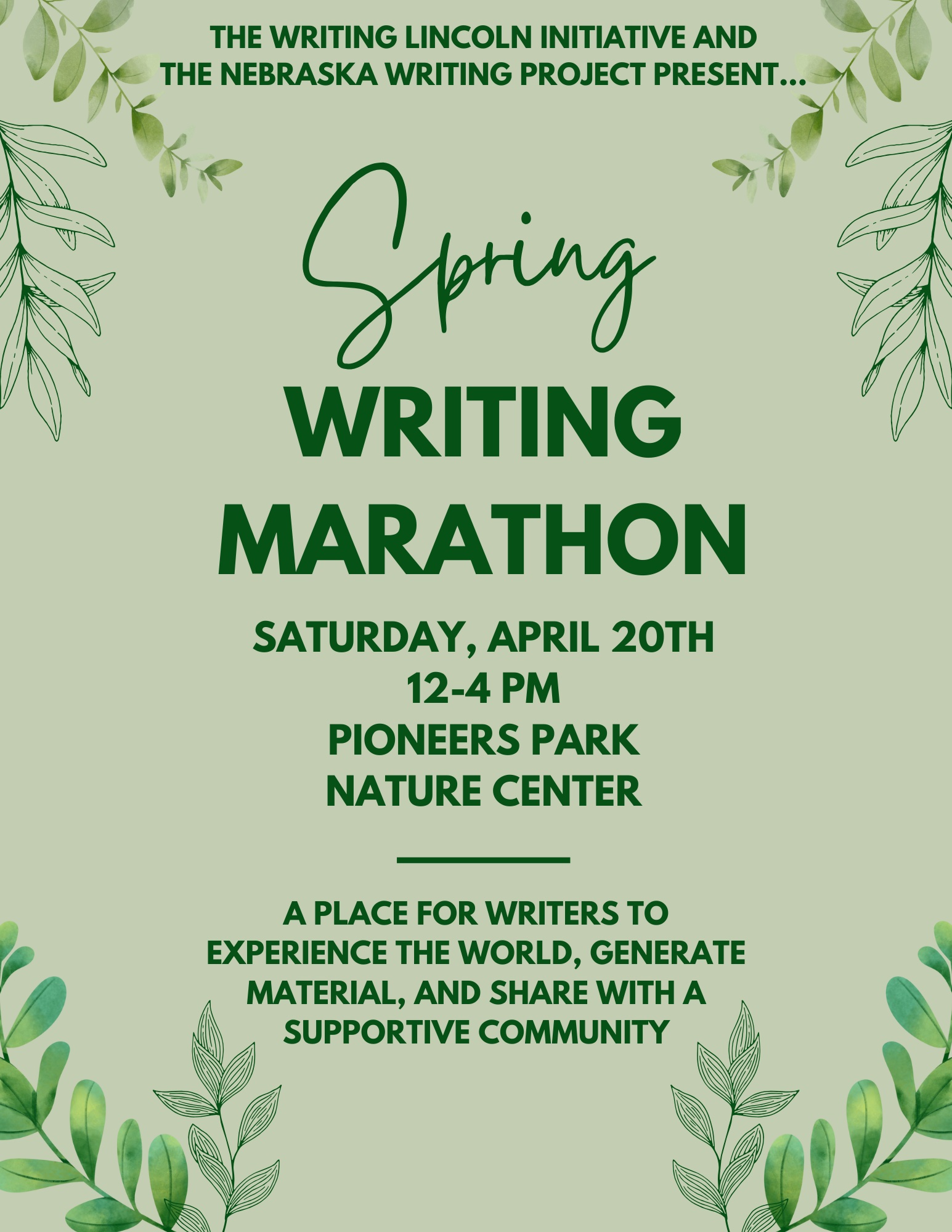 Spring Writing Marathon | Announce | University of Nebraska-Lincoln