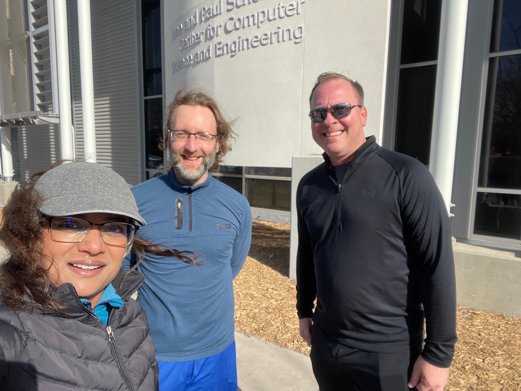 School of Computing faculty runners Bonita Sharif, Chris Bourke, and Jeff Falkinburg.