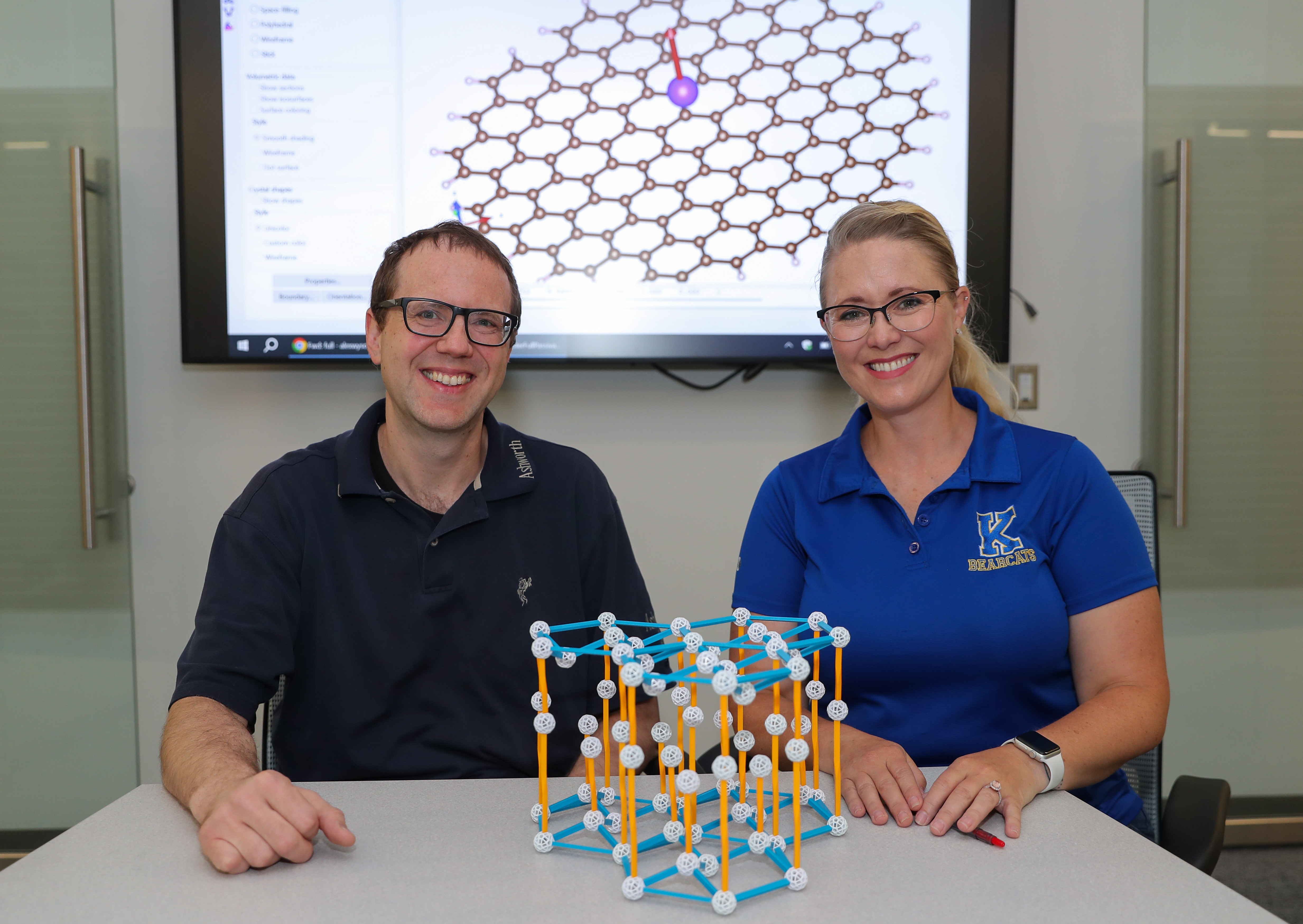 UNK Assistant Professor of Physics Alex Wysocki (left) and Kearney High School chemistry teacher Alison Klein collaborate on quantum materials in the summer of 2023 via an “RET” (Research Experience for Teachers) funded by the NSF via Nebraska EPSCoR.