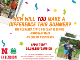 Nebraska 4-H Summer Camp Accepting Applications for Summer Camp Program Staff