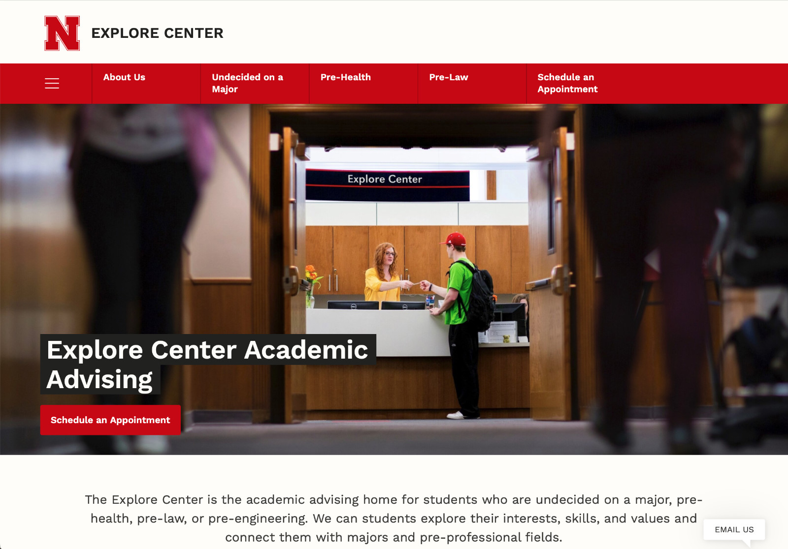 Screenshot of Explore Center website in Next-Gen CMS