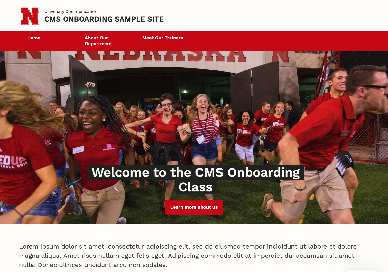 Screen capture of CMS Onboarding website