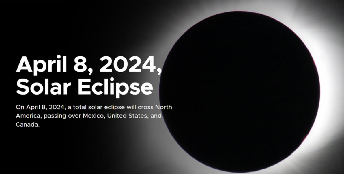 On April 8, 2024, a total solar eclipse will cross North America, passing over Mexico, the United States, and Canada.