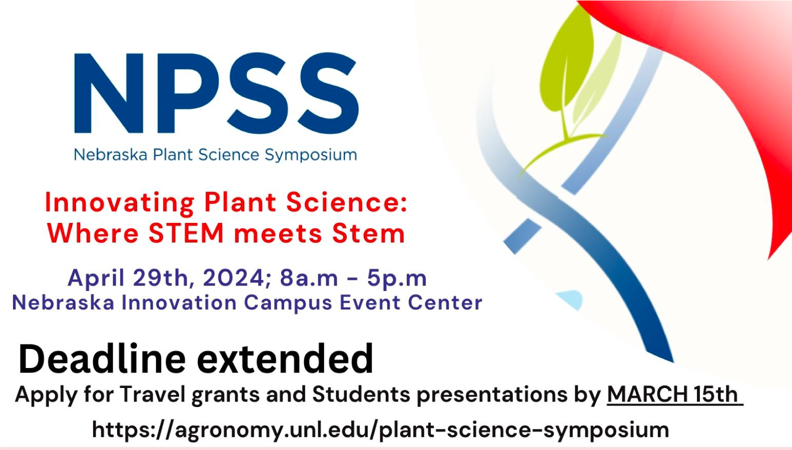 REGISTER TO PARTICIPATE AT NEBRASKA PLANT SCIENCE SYMPOSIUM BY MARCH 15TH, 2024