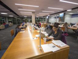 Students studying in the Adele Hall Learning Commons (Craig Chandler photographer)
