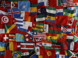 Numerous flags from around the world
