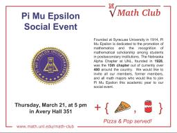 Pi Mu Epsilon Social Event