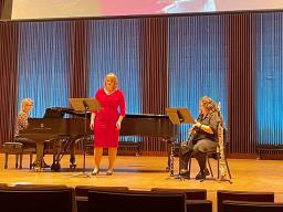 Rachel Green (center) and Emily Rose (right) perform at the SHE: Festival of Women in Music at the University of Arkansas. Courtesy photo.