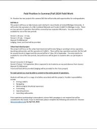 Meteorology Summer-Fall 2024 Field Work Application