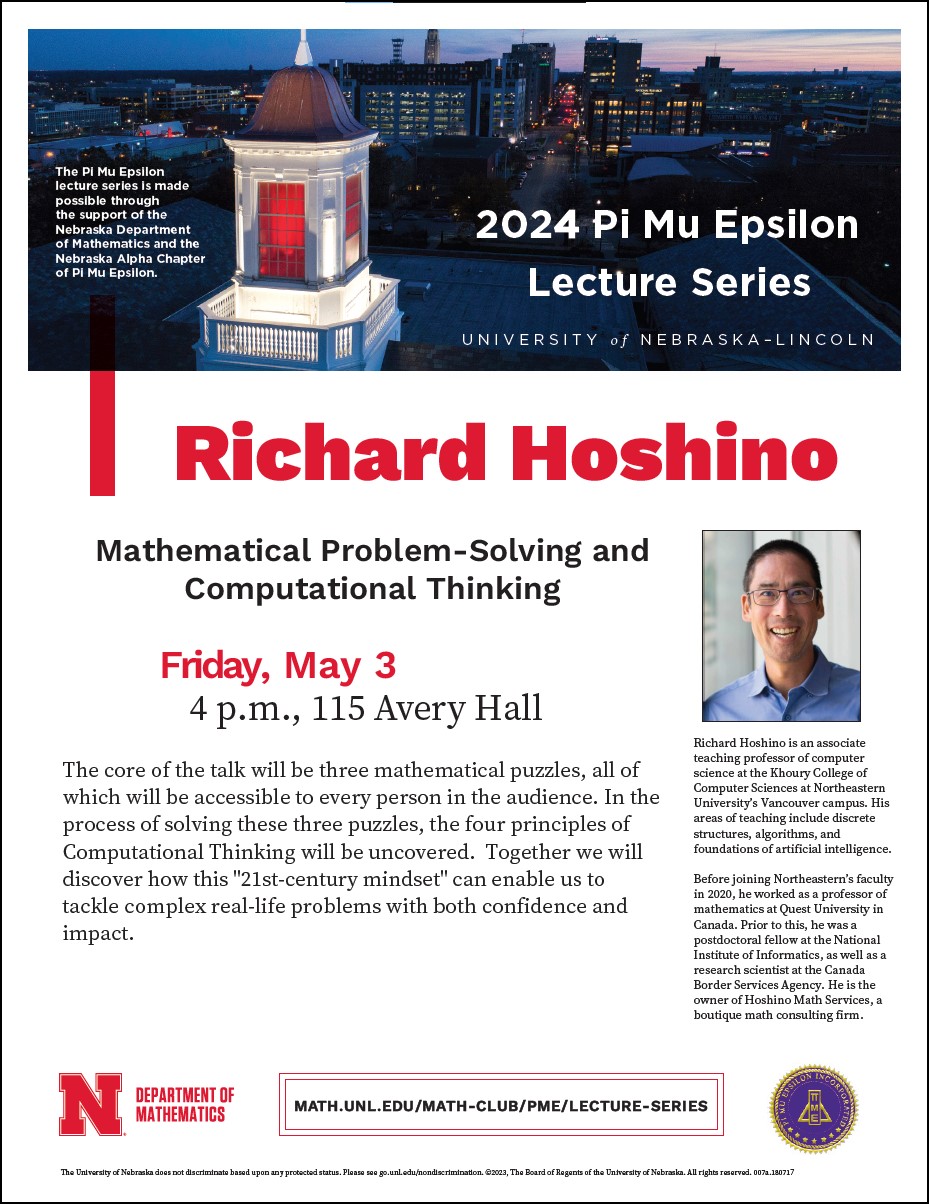2024 PME Lecture: Richard Hoshino, "Mathematical Problem-Solving and Computational Thinking"