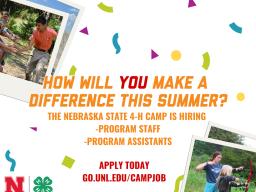  Nebraska 4-H Summer Camps Are Hiring!