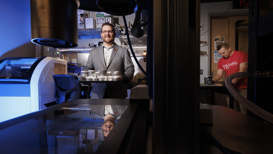 Eric Markvicka has earned a CAREER award from the National Science Foundation to advance his work with room-temperature, non-toxic liquid metals. (Craig Chandler / University Communication and Marketing)