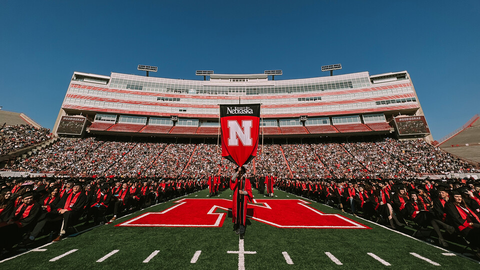 Memorial Stadium during graduation