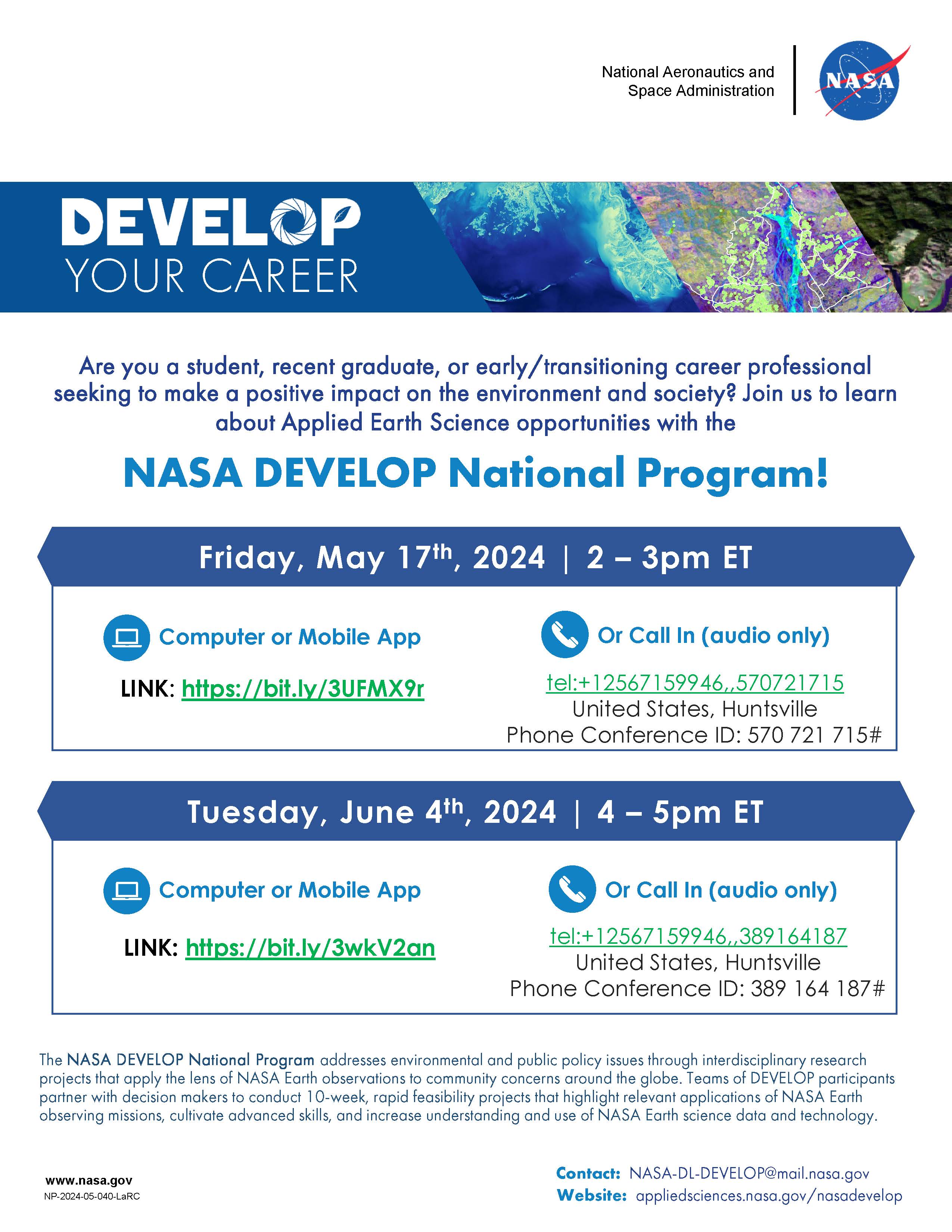 NASA’s Applied Sciences’ Capacity Building DEVELOP National Program