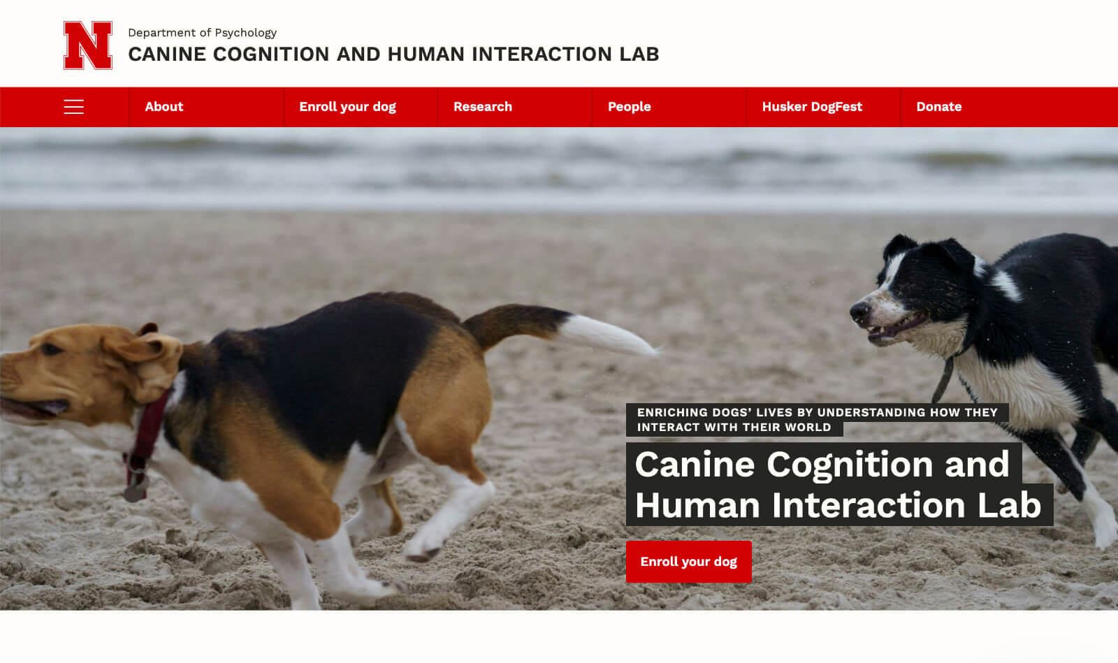 Screenshot of Canine Cognition and Human Interaction Lab