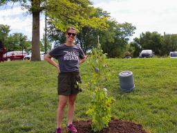 Forestry Lecturer Ann Powers, who led Tuesday’s tree planting, plans to use the tree to introduce students to concepts such as seed dispersal, tree growth rates and changes in climate. 