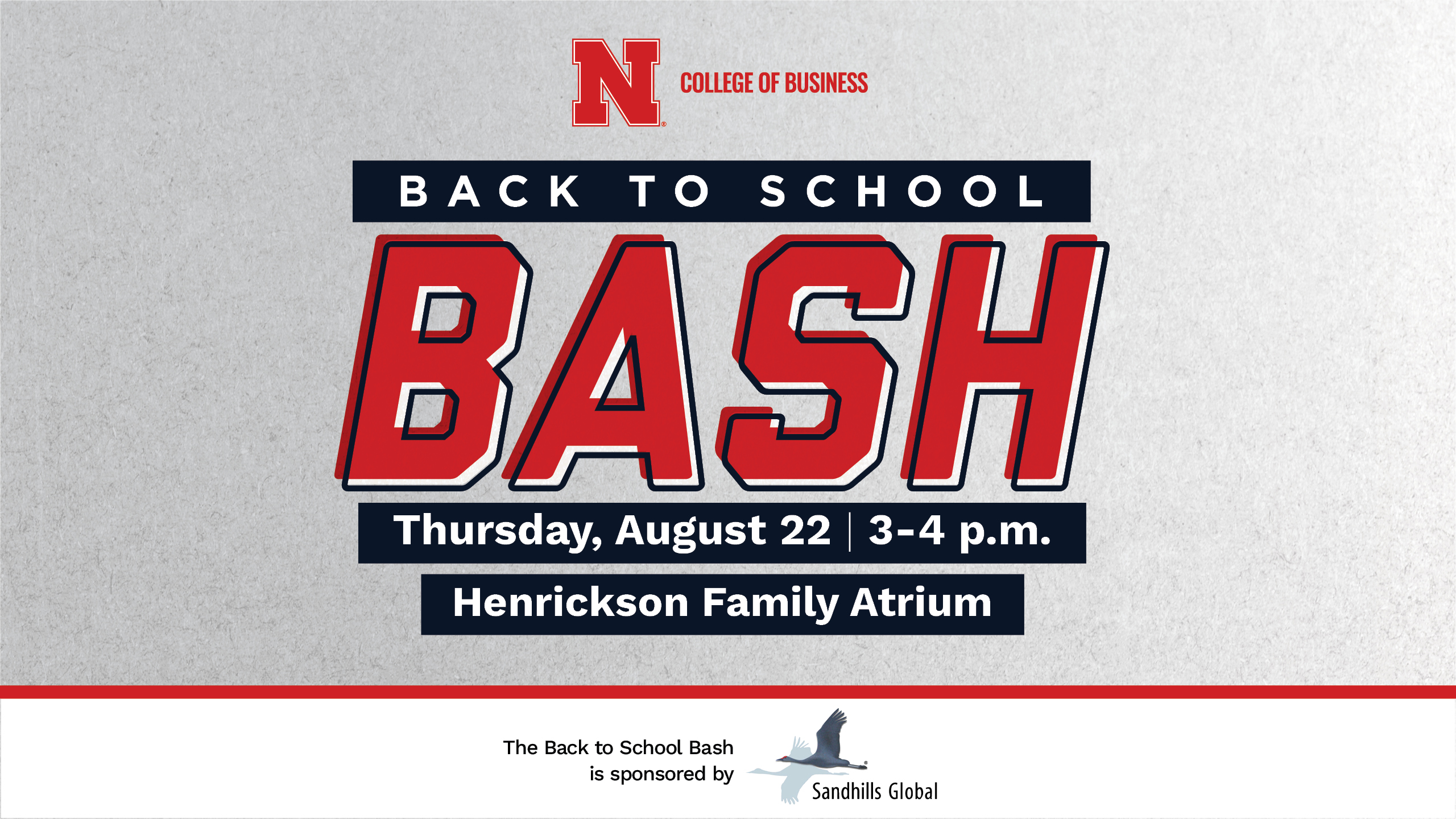 See You At The Bash | Thursday, August 22, 3-4 p.m. | Henrickson Family Atrium. 