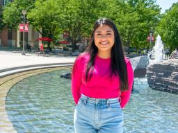 Michelle Garcia-Barillas, a secondary social science major, was inspired to become an New Student Enrollment leader after the one-to-one connection she and her family experienced.