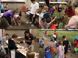 (Clockwise from upper left) In Robot Challenge, Green Thumb Science, Busy Bugs and Snack Attack. (Photos by Vicki Jedlicka, Nebraska Extension in Lancaster County)