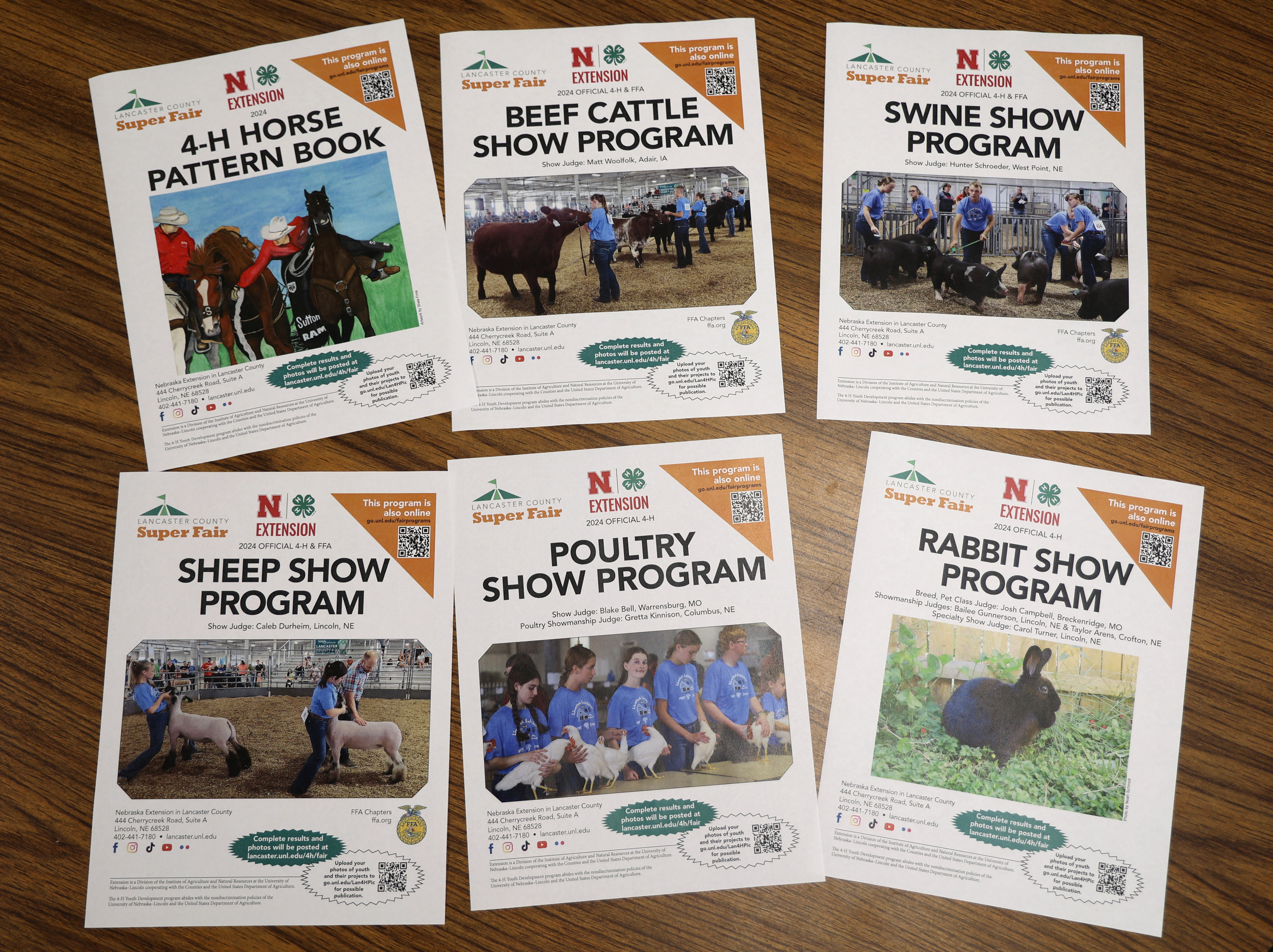 Some of the 2024 Lancaster County Super Fair 4-H animal show program covers.