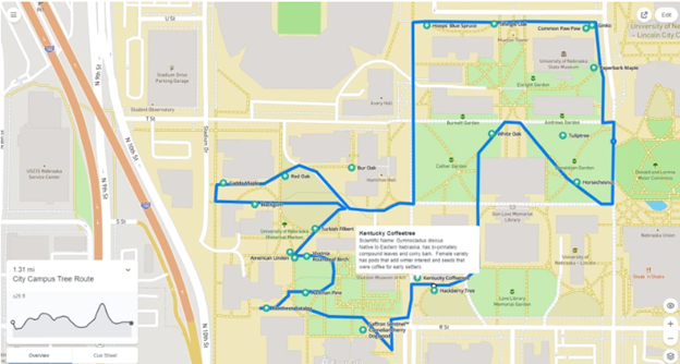 Map of the tree tour route