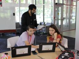 Bruguier works with two of the Sovereign Native Youth. 