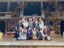 Johnny Carson School of Theatre and Film students on stage at the Globe Theatre in London. Photo courtesy of AnnaLeesa Sawyer Telford. 