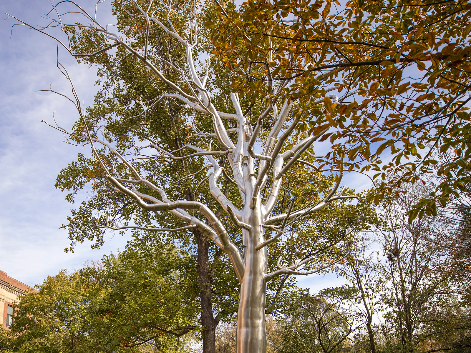 Roxy Paine's "Breach" juxtaposes the natural with the contrived. 