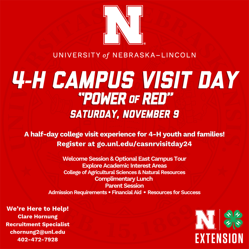 4-H Campus Visit Day info graphic