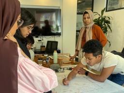 Almamari and members working on Landscape Architecture Project 