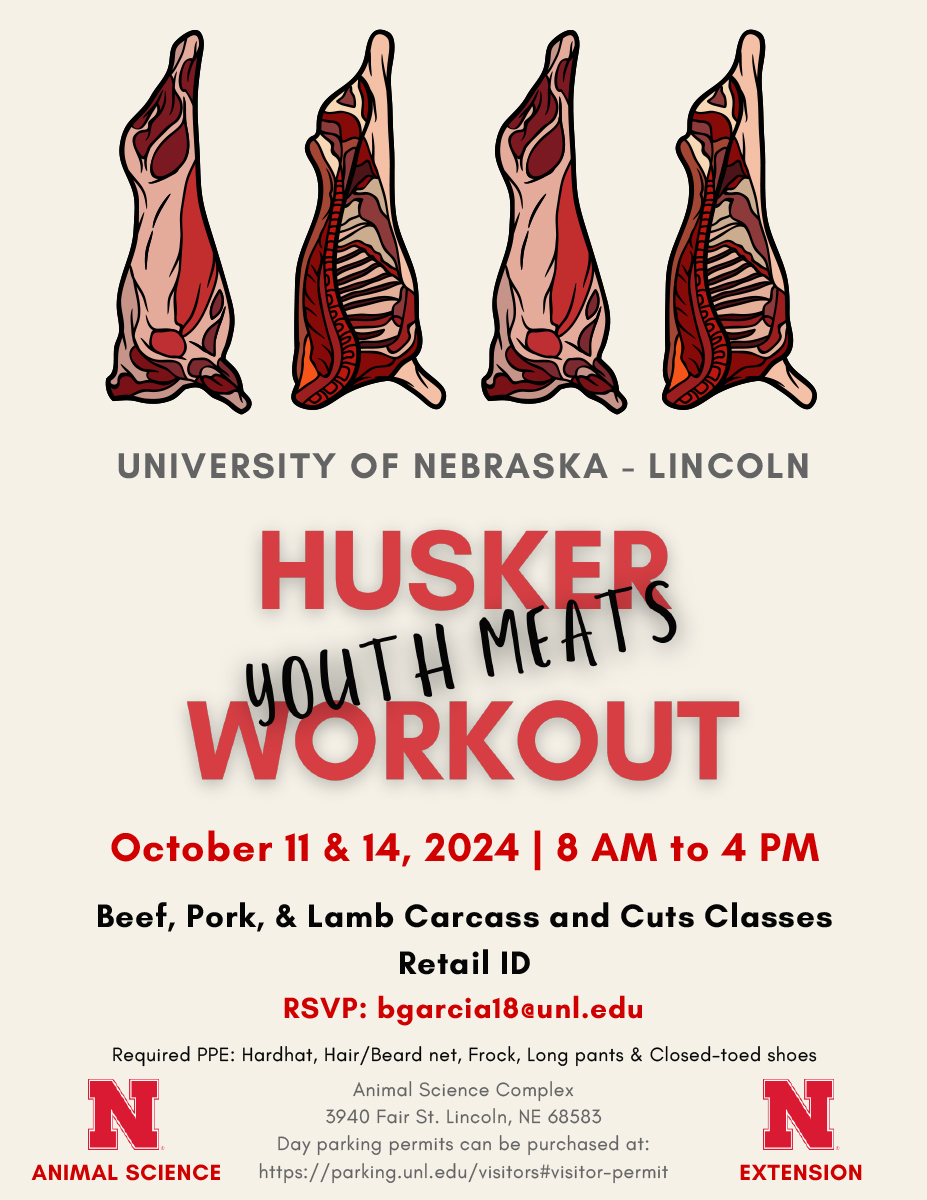 Husker Youth Meats Workout information flyer