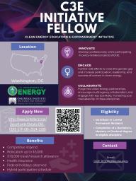 Apply Today!  Women in Clean Energy, Education, and Empowerment (C3E) Initiative Fellow: U.S. Department of Energy