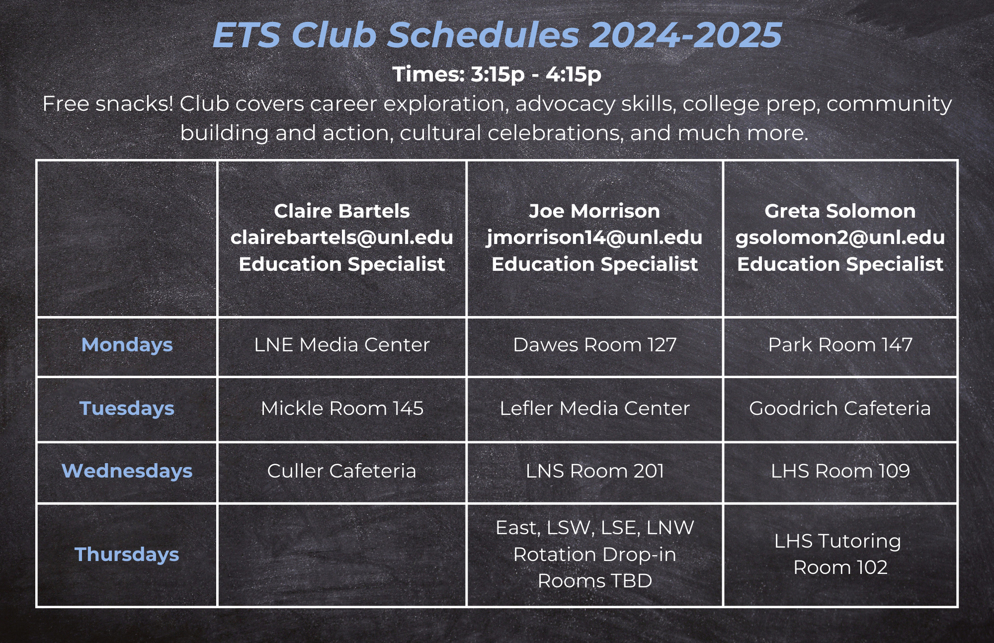 Club Schedule