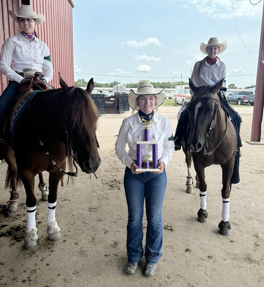 Horse Judging Lancaster 3 team qualified  for nationals! Team members are (L–R):  Taeva Taylor, Shea Frink and Kayla Isaacs. Cayle Callahan is not pictured.