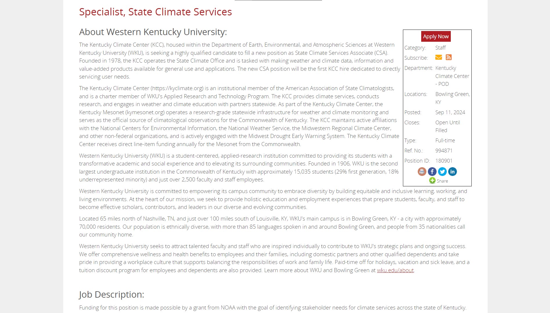 Specialist, State Climate Services