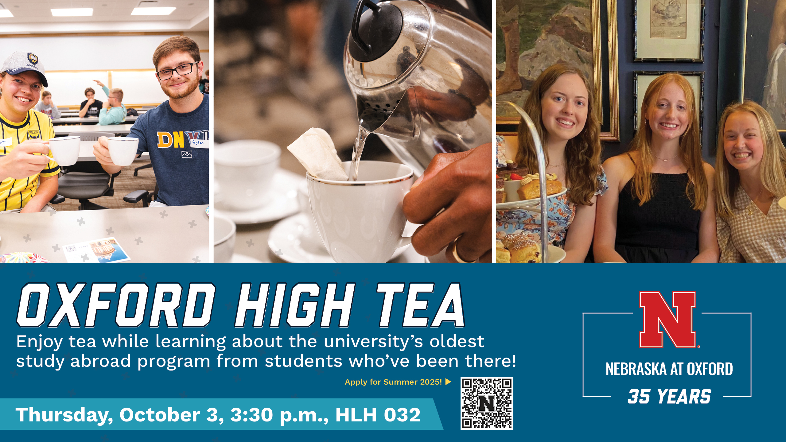 Oxford High Tea | Thursday October 3 at 3:30 p.m. in HLH 032.