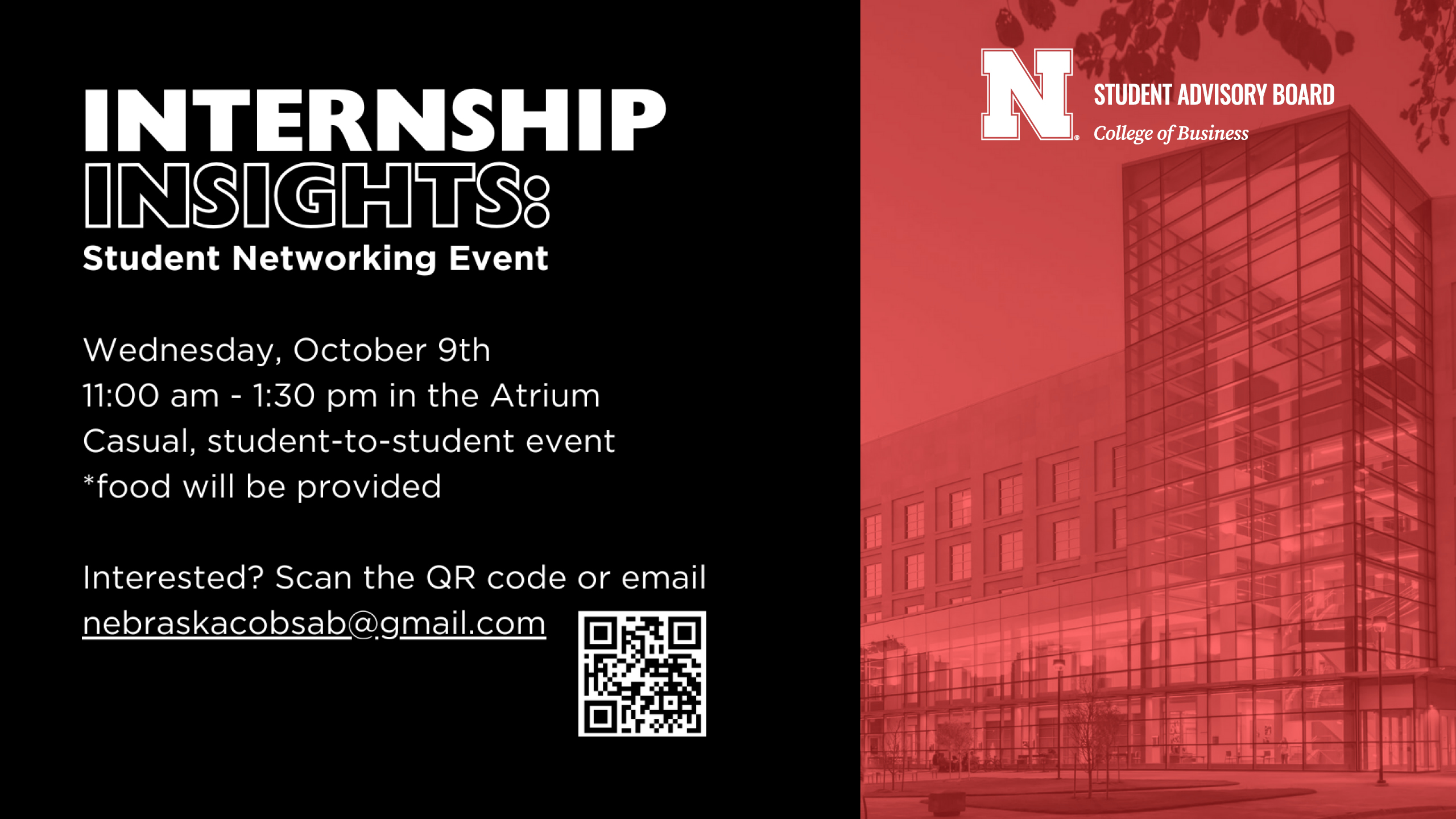 Internship Insights | Wednesday October 9 from 11:00 a.m. to 1:30 p.m. | HLH Atrium. 