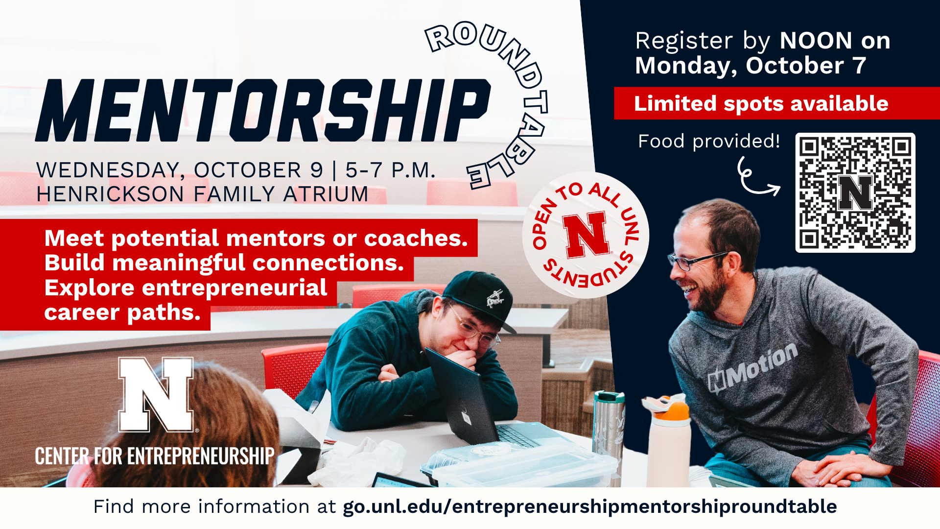 Mentorship Roundtable | Wednesday October 9 from 5-7 p.m. | HLH Atrium. 