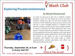 Math Club - Exploring Psuedorandomness