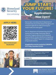 Homeland Security Professional Opportunities for Student Workforce to Experience Research (HS-POWER) 2025