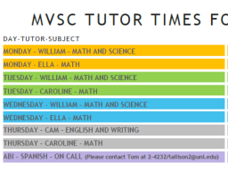 MVSC Tutor Times