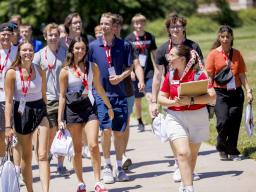 Orientation Leader Renata Cadena leading orientation group