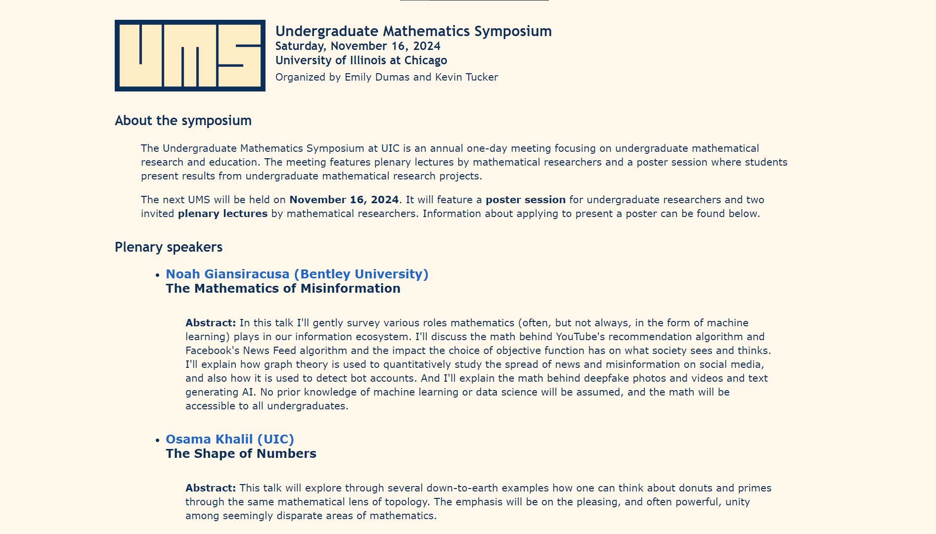 Undergraduate Mathematics Symposium