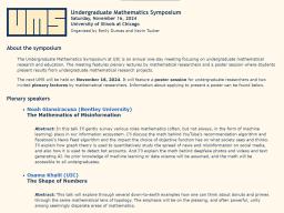 Undergraduate Mathematics Symposium