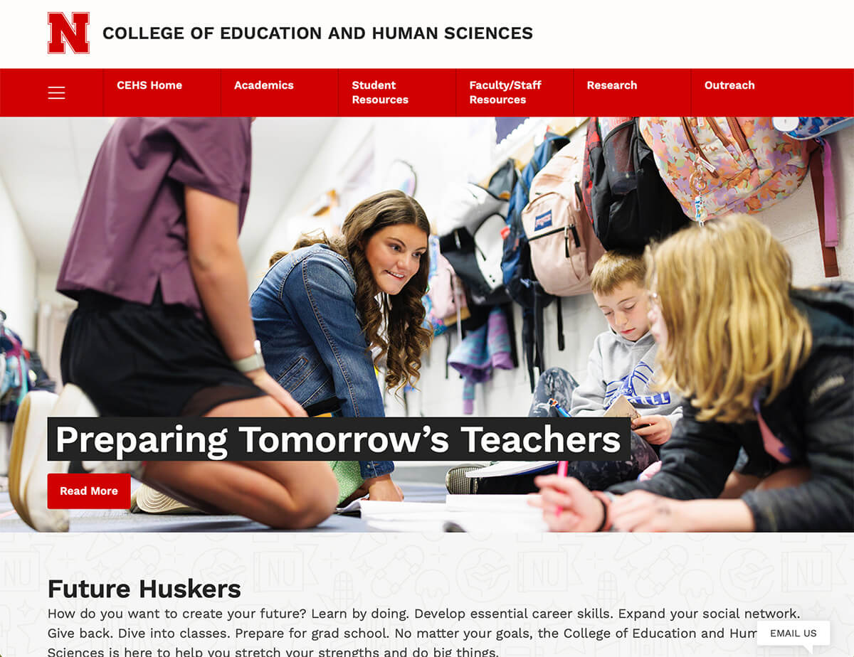 Screen capture of College of Education and Human Sciences website