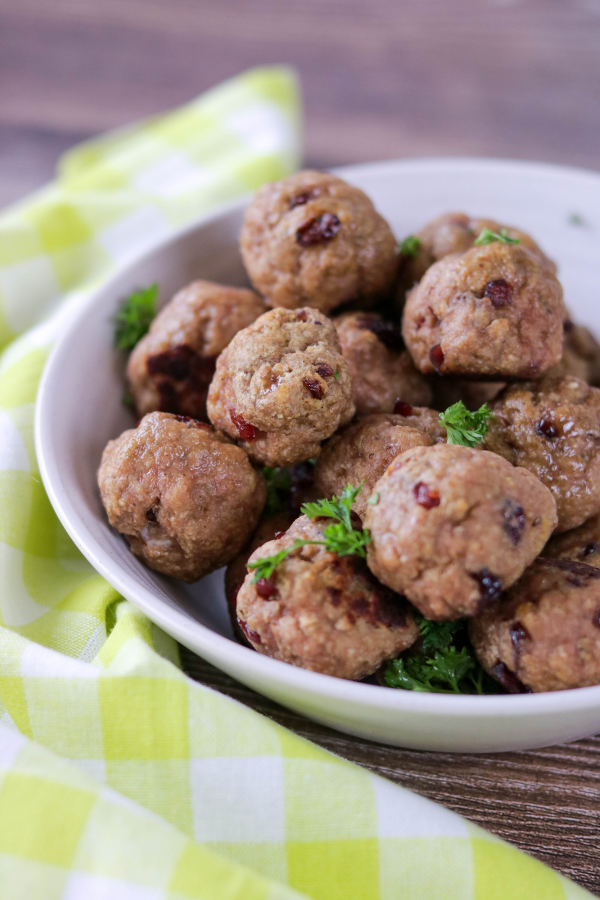 meatballs with dried cranberries in abowl