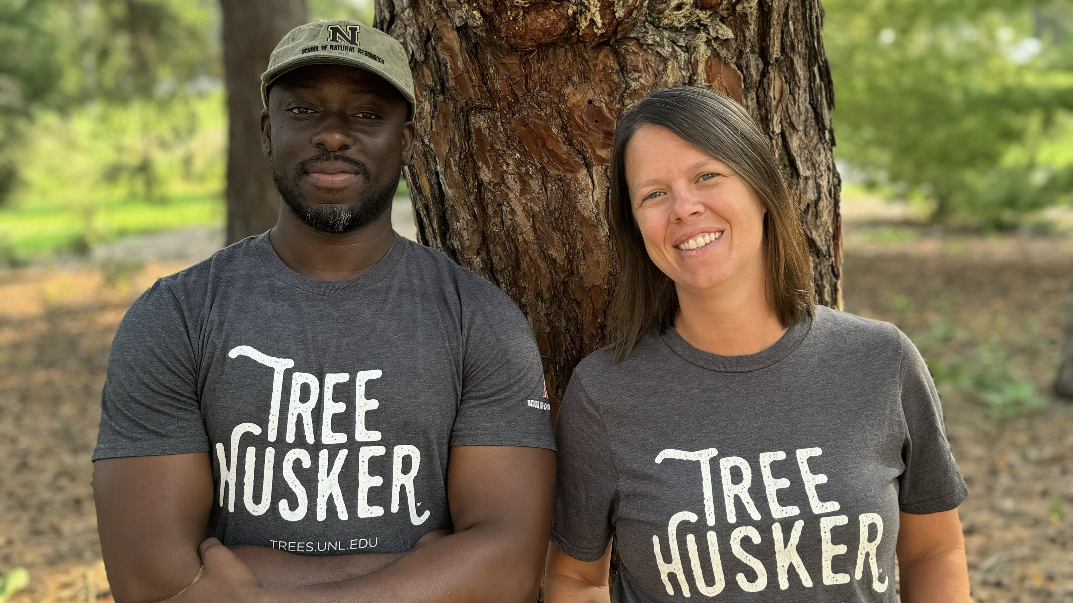 Lord Ameyaw (l), forestry professor and Ann Powers (r), forestry lecturer.